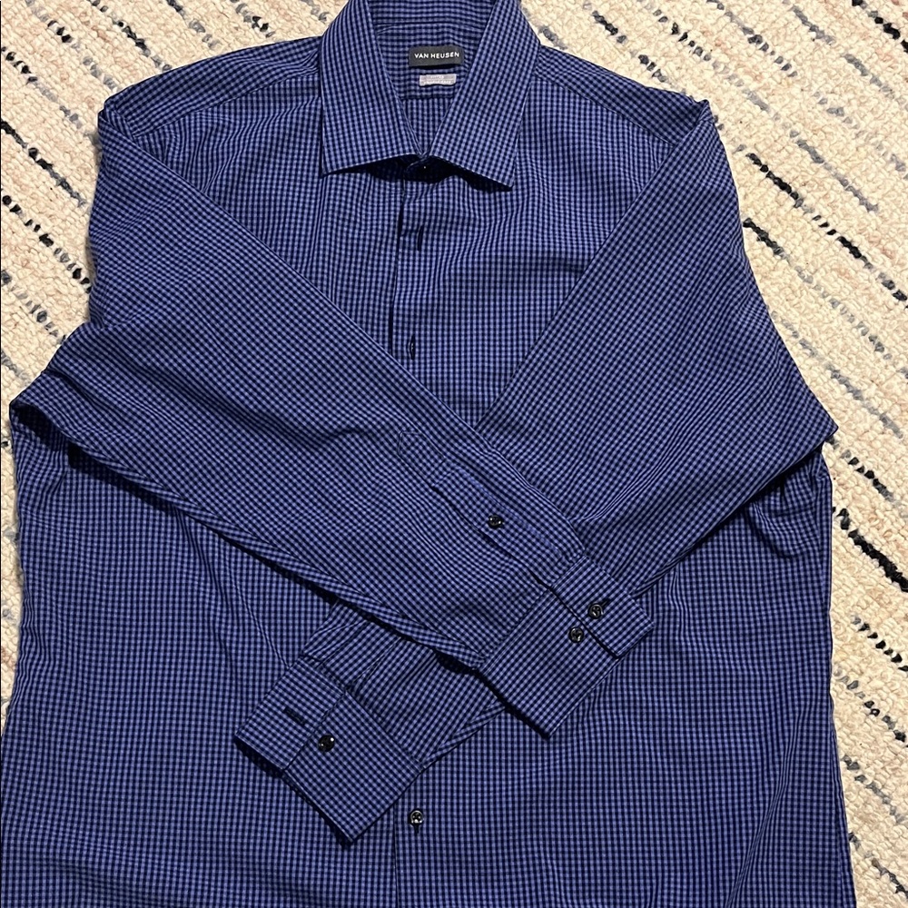Van Heusen Navy Checkered Dress Shirt